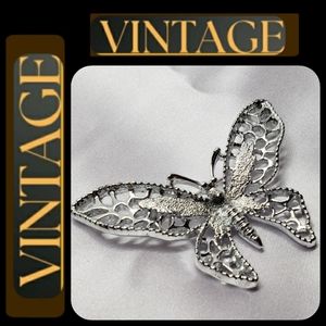 Vintage Butterfly Silver Metal Pin